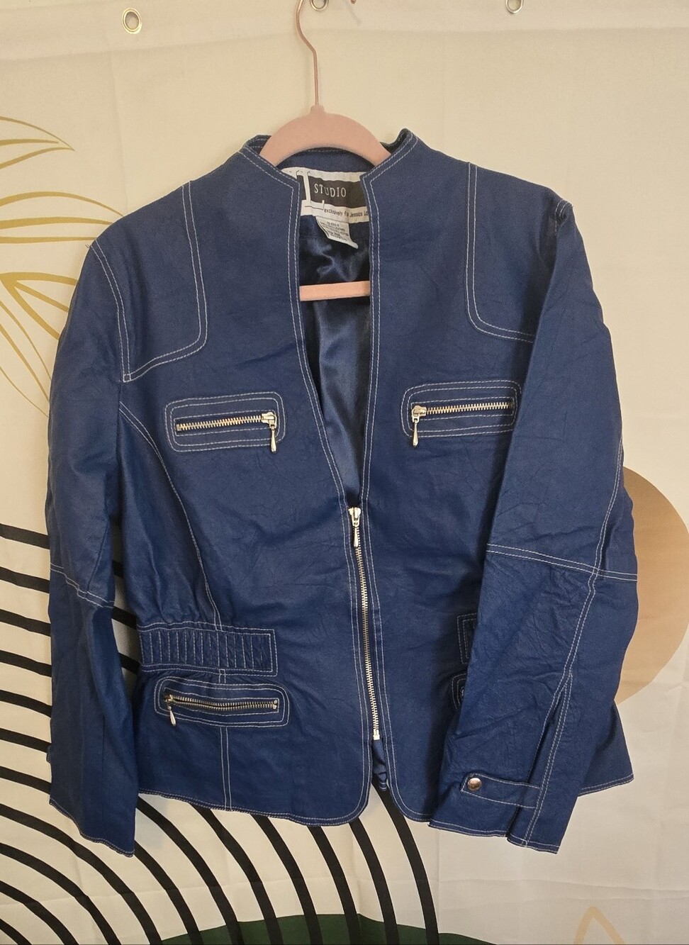 Women's Dark Blue Peplum Denim Jacket